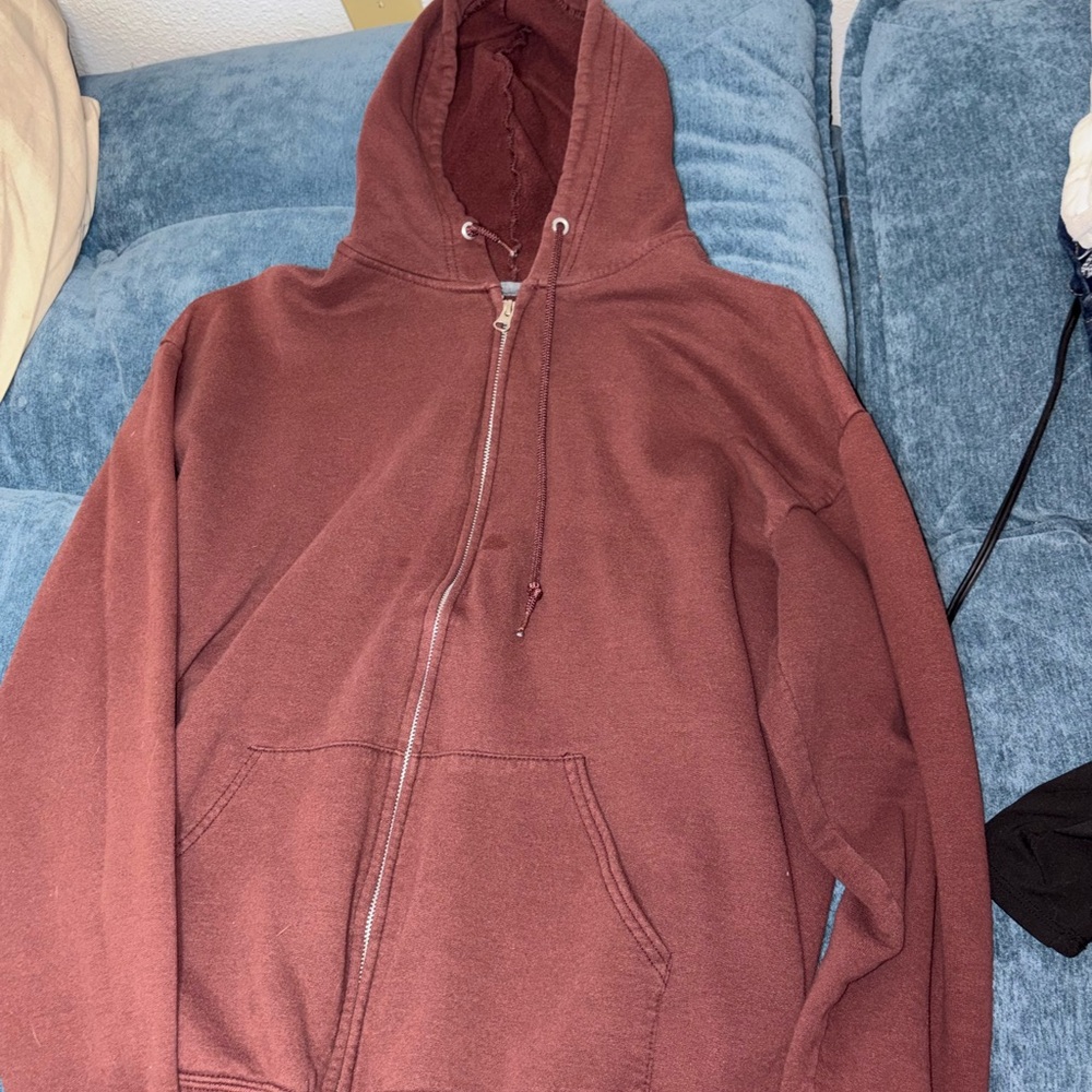 Burgundy Zip-Up Hoodie
